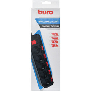 Сетевой фильтр Buro 500SH-1.8-SW-B 1.8м (5 розеток) черный