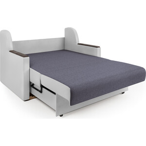 Диван-кровать Шарм-Дизайн Аккорд Д 120 серая рогожка и экокожа белая