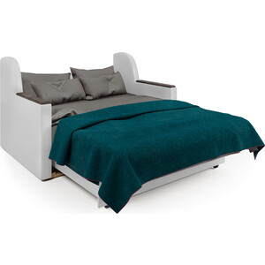 Диван-кровать Шарм-Дизайн Аккорд Д 120 серая рогожка и экокожа белая