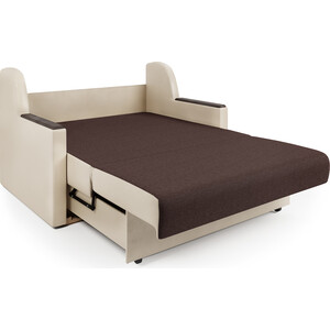 Диван-кровать Шарм-Дизайн Аккорд Д 140 рогожка шоколад и экокожа беж