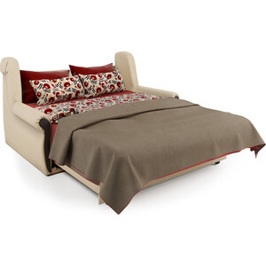 Диван-кровать Шарм-Дизайн Аккорд М 140 рогожка шоколад и экокожа беж