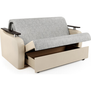 Диван-кровать Шарм-Дизайн Гранд Д 100 экокожа беж и серый шенилл
