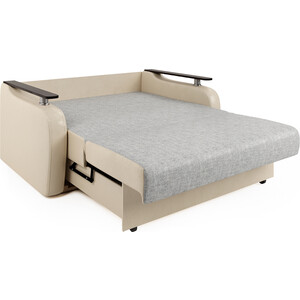 Диван-кровать Шарм-Дизайн Гранд Д 100 экокожа беж и серый шенилл