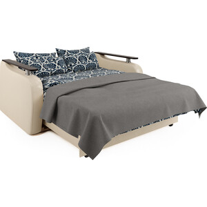 Диван-кровать Шарм-Дизайн Гранд Д 120 экокожа беж и серый шенилл