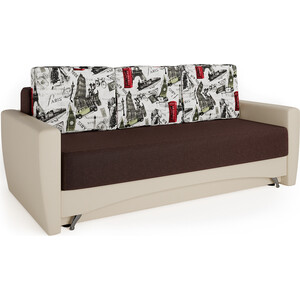 Диван-кровать Шарм-Дизайн Опера 130 велюр Париж и экокожа беж диван кровать шарм дизайн опера 150 рогожка серый