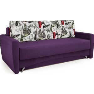 Диван-кровать Шарм-Дизайн Опера 130 фиолетовая рогожка и Париж диван кровать шарм дизайн опера 150 экокожа беж и фиолетовая рогожка