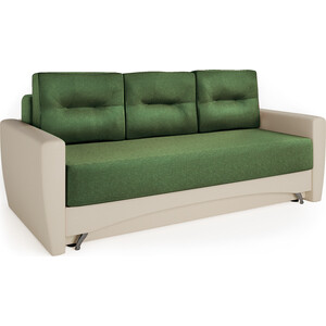 Диван-кровать Шарм-Дизайн Опера 130 экокожа беж и зеленая рогожка подставка для столовых приборов пластик 11х18х17 см зеленая mv19040