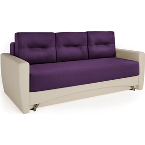 Диван-кровать Шарм-Дизайн Опера 130 экокожа беж и фиолетовая рогожка диван кровать сильва smart 3 kongo ecru slv101828