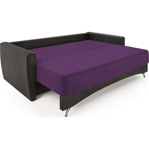Диван-кровать Шарм-Дизайн Опера 130 экокожа шоколад и фиолетовая рогожка