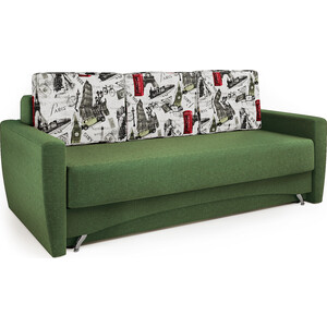Диван-кровать Шарм-Дизайн Опера 150 зеленая рогожка и Париж кушетка шарм дизайн леон правый зеленая рогожка