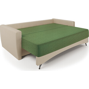 Диван-кровать Шарм-Дизайн Опера 150 экокожа беж и зеленая рогожка