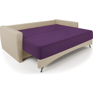 Диван-кровать Шарм-Дизайн Опера 150 экокожа беж и фиолетовая рогожка
