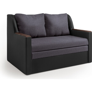 Диван-кровать Шарм-Дизайн Дуэт экокожа черный и серая рогожка диван кровать шарм дизайн опера 130 фиолетовая рогожка и париж