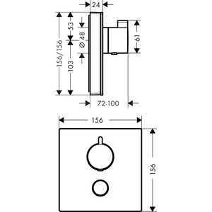 Термостат для душа Hansgrohe ShowerSelect Glass для механизма 01800180, белый/хром (15735400)