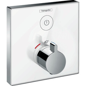 Термостат для душа Hansgrohe ShowerSelect Glass с механизмом, белый/хром (15737400, 1800180) термостат для душа kludi q beo 504000542