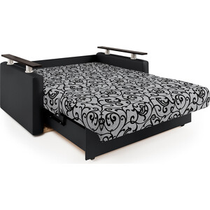 Диван-кровать Шарм-Дизайн Шарм 100 экокожа черная и узоры