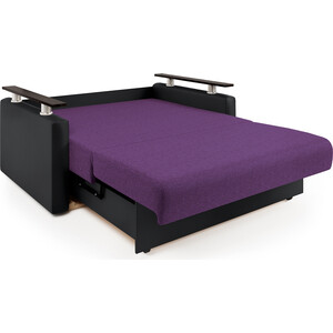 Диван-кровать Шарм-Дизайн Шарм 100 фиолетовая рогожка и черная экокожа