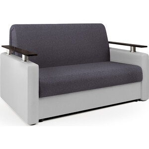 Диван-кровать Шарм-Дизайн Шарм 120 серая рогожка и экокожа белая кресло кровать шарм дизайн соло экокожа и серая рогожка
