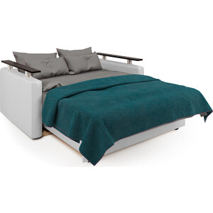 Диван-кровать Шарм-Дизайн Шарм 120 фиолетовая рогожка и экокожа белая