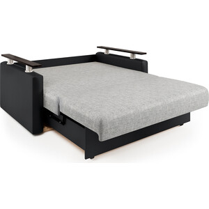 Диван-кровать Шарм-Дизайн Шарм 120 экокожа черная и серый шенилл