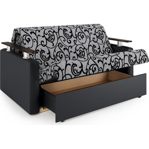 Диван-кровать Шарм-Дизайн Шарм 120 экокожа черная и узоры