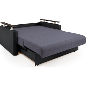 Диван-кровать Шарм-Дизайн Шарм 120 серая рогожка и черная экокожа