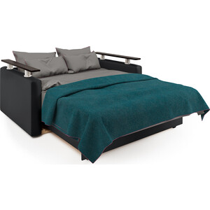Диван-кровать Шарм-Дизайн Шарм 120 фиолетовая рогожка и черная экокожа