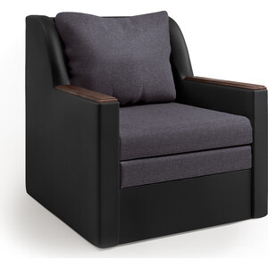Кресло-кровать Шарм-Дизайн Соло экокожа черный и серая рогожка кресло vinotti papasan 23 01 олива подушка рогожка