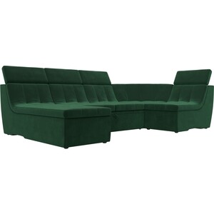 П-образный модульный диван Лига Диванов Холидей Люкс велюр зеленый модуль лига диванов холидей кресло микровельвет зеленый