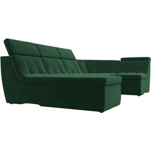 П-образный модульный диван Лига Диванов Холидей Люкс велюр зеленый
