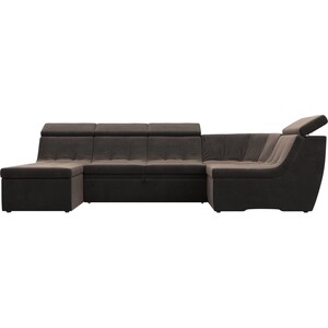 П-образный модульный диван Лига Диванов Холидей Люкс велюр коричневый