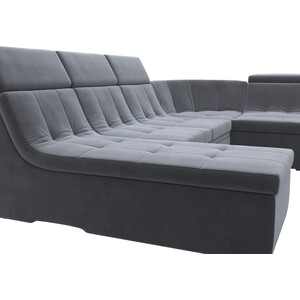 П-образный модульный диван Лига Диванов Холидей Люкс велюр серый