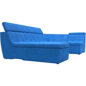 П-образный модульный диван Лига Диванов Холидей Люкс велюр голубой