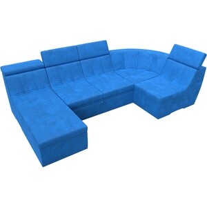 П-образный модульный диван Лига Диванов Холидей Люкс велюр голубой