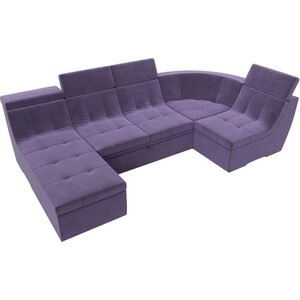 П-образный модульный диван Лига Диванов Холидей Люкс велюр фиолетовый