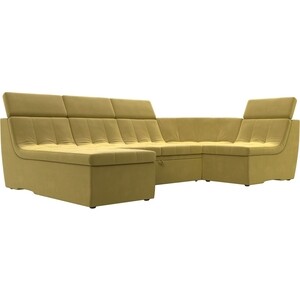 П-образный модульный диван Лига Диванов Холидей Люкс микровельвет желтый модульный диван лига диванов холидей велюр зеленый п образный