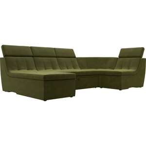П-образный модульный диван Лига Диванов Холидей Люкс микровельвет зеленый штакетник grandline м образный фигурный 1 5м зеленый