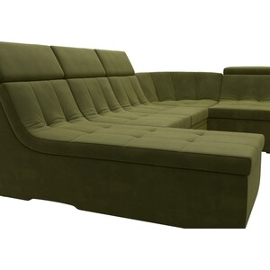 П-образный модульный диван Лига Диванов Холидей Люкс микровельвет зеленый