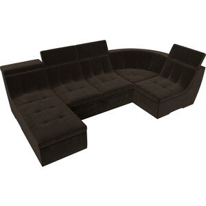 П-образный модульный диван Лига Диванов Холидей Люкс микровельвет коричневый