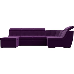 П-образный модульный диван Лига Диванов Холидей Люкс микровельвет фиолетовый