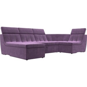П-образный модульный диван Лига Диванов Холидей Люкс микровельвет сиреневый угловой модульный диван лига диванов холидей микровельвет фиолетовый