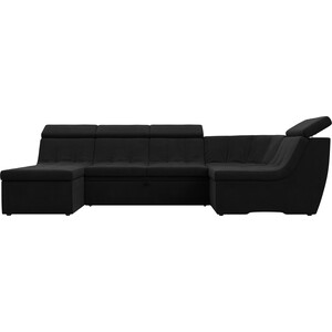 П-образный модульный диван Лига Диванов Холидей Люкс микровельвет черный