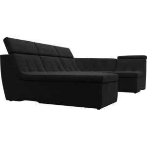 П-образный модульный диван Лига Диванов Холидей Люкс микровельвет черный
