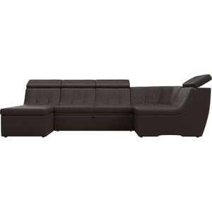 П-образный модульный диван Лига Диванов Холидей Люкс экокожа коричневый