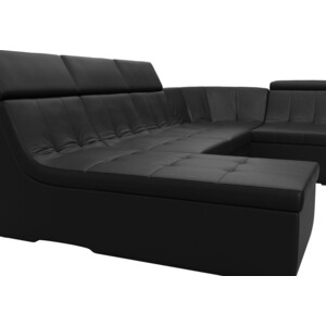 Лига Диванов П-образный модульный диван Холидей Люкс экокожа черный