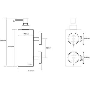 Дозатор для жидкого мыла Bemeta Neo металлический стакан 500 мл (104109035)
