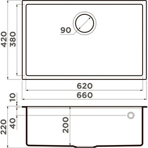 Кухонная мойка Omoikiri Tedori 66-U BL с клапаном-автомат, черная (4993972, 4956164)