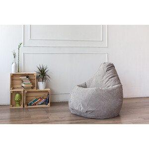Кресло-мешок Bean-bag Груша серый микровельвет XL