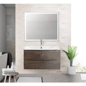 Тумба с раковиной BelBagno Acqua 90 Rovere Nature Grigio (ACQUA-900-2C-SO-RNG, BB900/455-LV-MR-ALR)