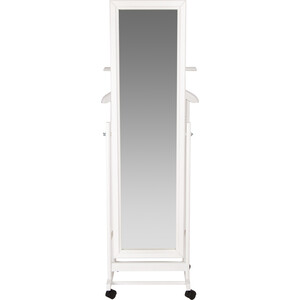 Вешалка костюмная с зеркалом на колесах Мебелик В 24Н белый (П0003070)